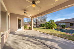 View of patio / terrace with a ceiling fan