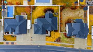 Aerial perspective of suburban area