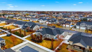 Aerial perspective of suburban area