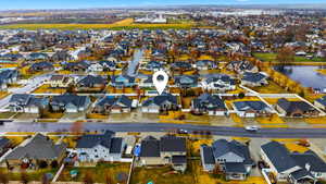 Aerial perspective of suburban area