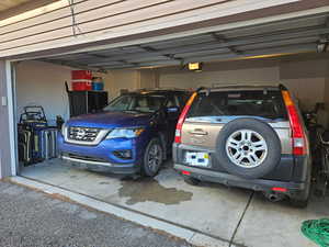 View of 2 car garage