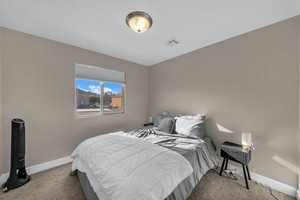 Bedroom featuring baseboards and carpet floors