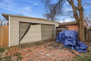 View of detached garage