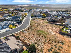 Aerial perspective of suburban area featuring mountains