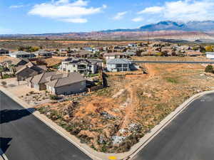 Aerial perspective of suburban area featuring mountains