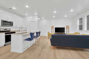 Kitchen featuring open floor plan
