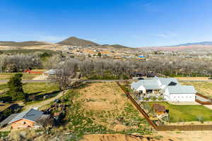 Drone / aerial view of a mountain backdrop
