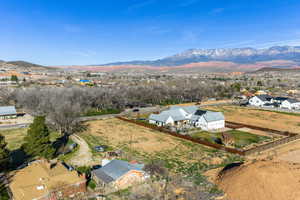 Aerial view of residential area featuring mountains