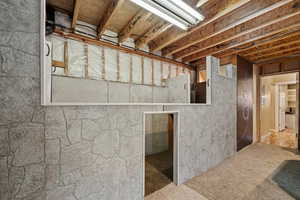 View of unfinished basement