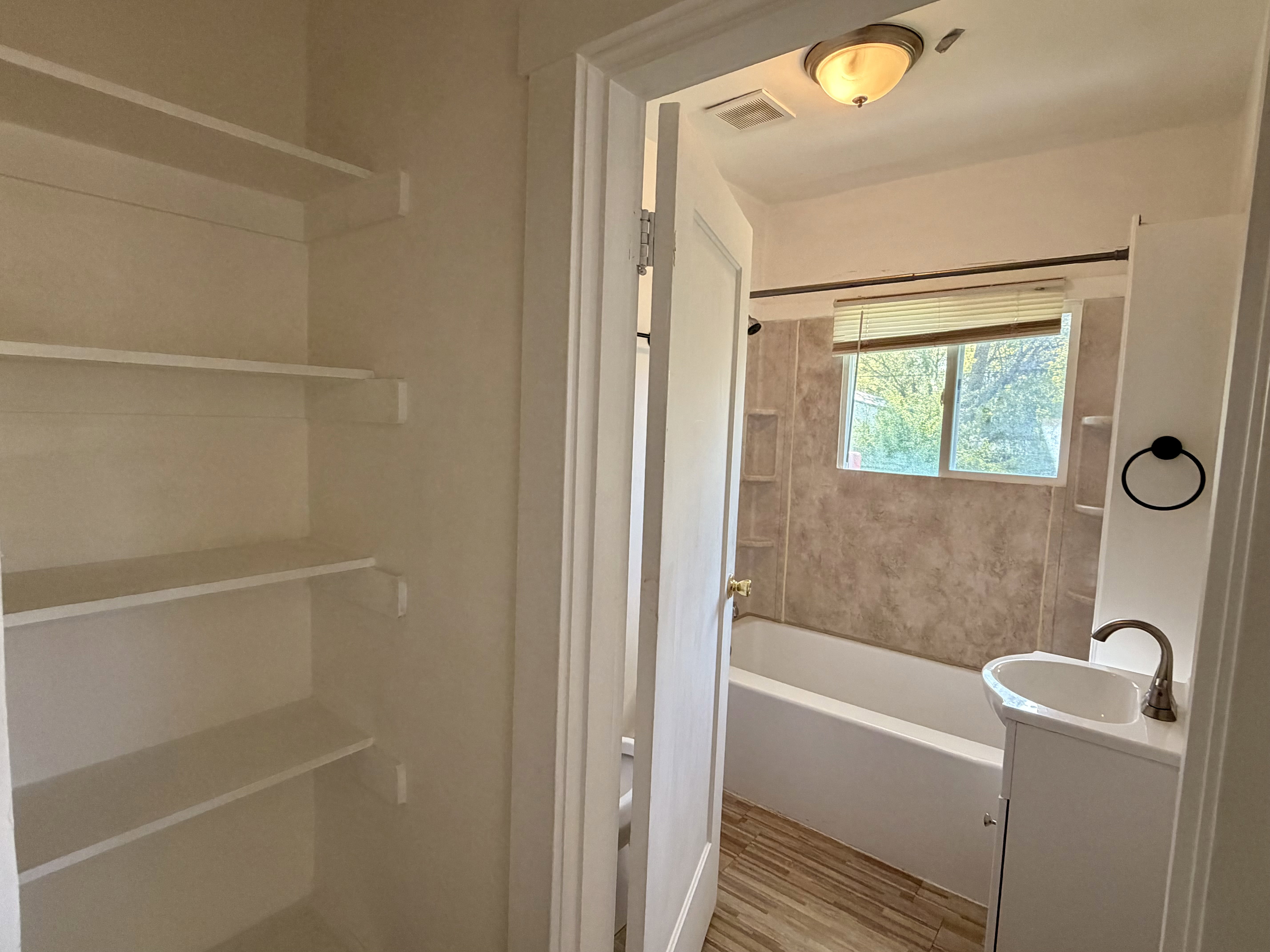 Built-in shelving for storage
