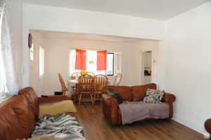 Living room featuring wood finished floors and baseboards