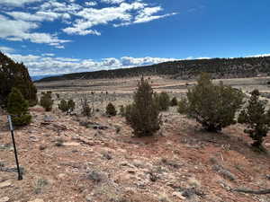 View of mountain backdrop with rural landscape and a desert landscape