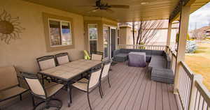 Trex deck featuring an outdoor living space and incredible mountain views.