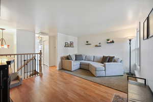 Living room featuring light wood-type flooring