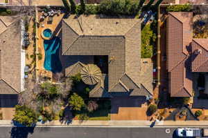 Aerial view of a pool