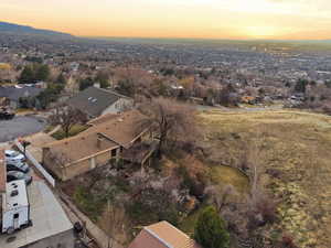 Aerial view at dusk.