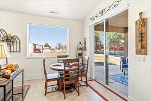 Dining space with baseboards