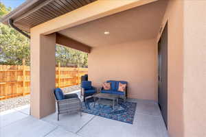 View of patio with outdoor lounge area