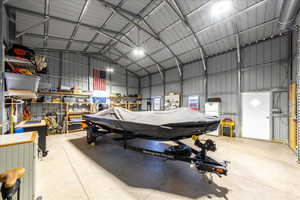 Garage with metal wall