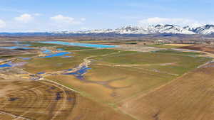 Bird's eye view of a water and mountain view