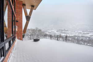 View of snow covered patio