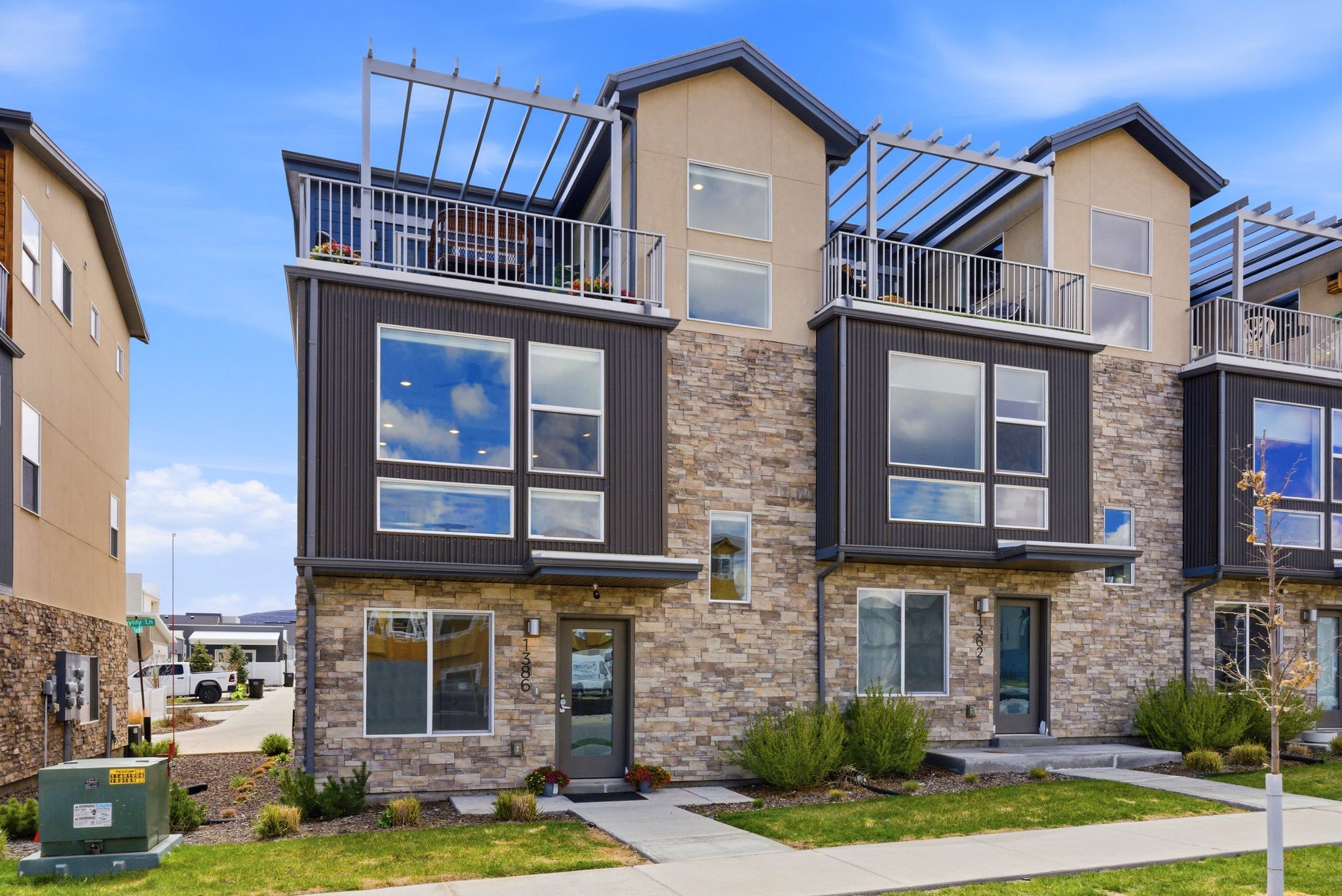 View of front of property with stone siding