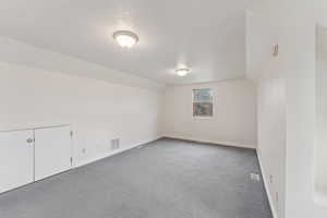 Bonus room featuring light carpet and baseboards