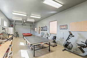 Playroom featuring a garage