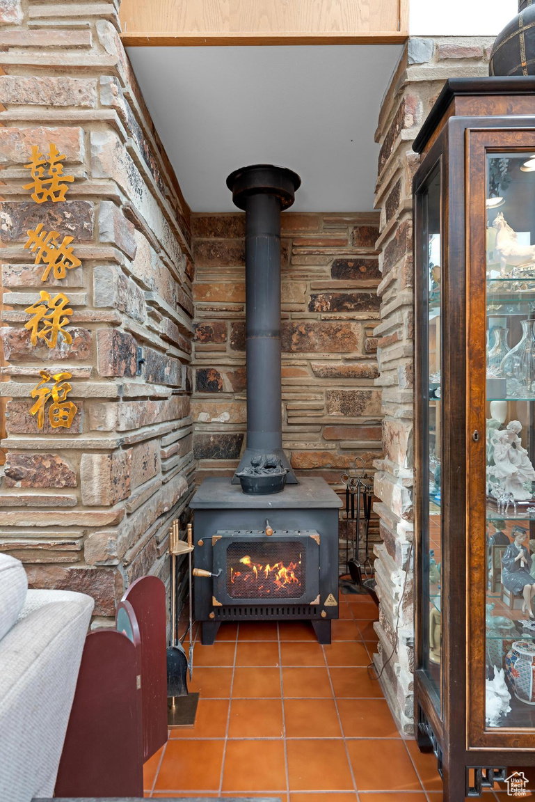 Detailed view of a wood stove