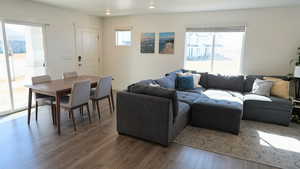 Living room featuring hardwood / wood-style flooring