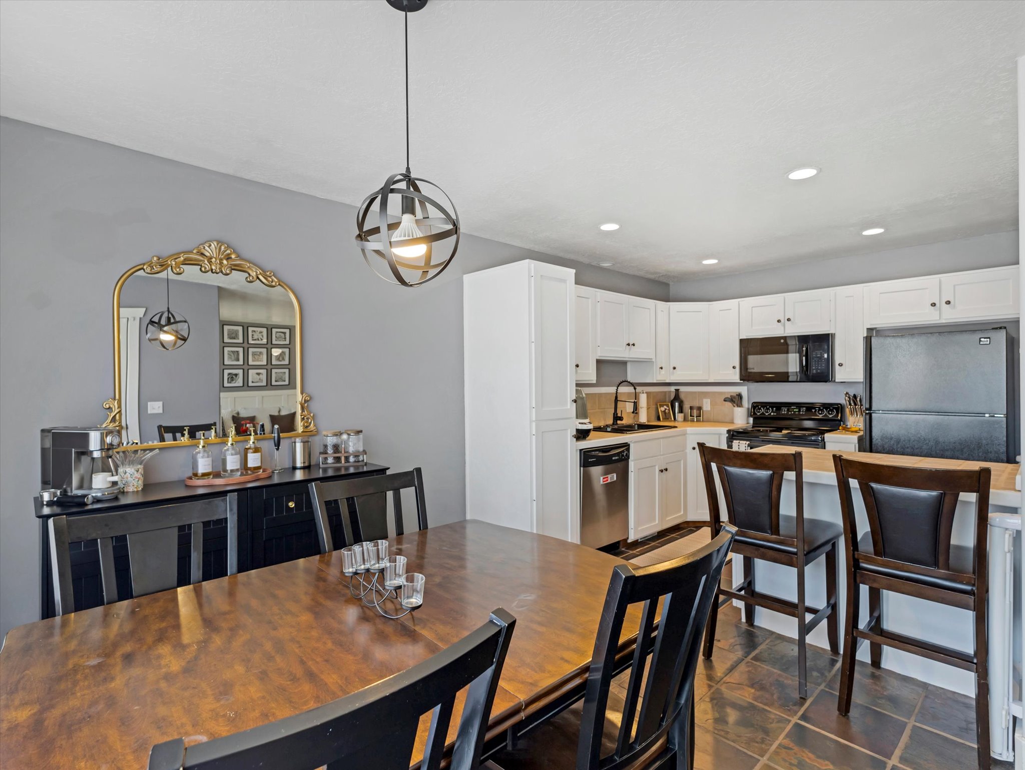 Dining room featuring recessed lighting