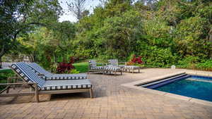 Outdoor pool featuring a patio
