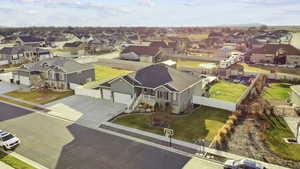 Aerial perspective of suburban area