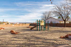 Community play area featuring a residential view