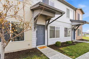 View of the front of the home with covered entry