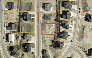 Aerial view of property's location featuring property boundaries highlighted