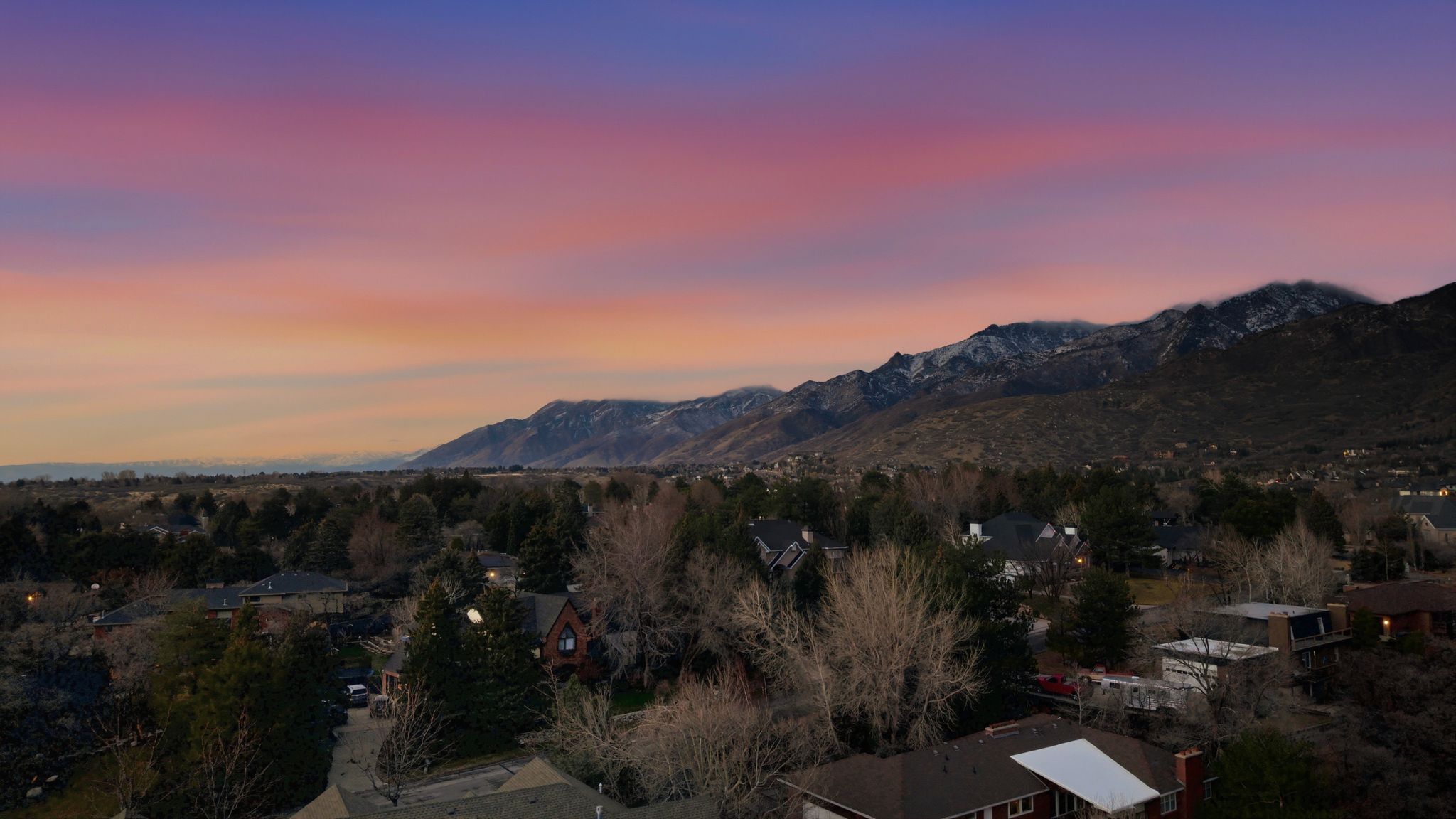 Twilight Mountain view featuring nearby suburban area