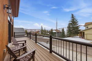 View of snow covered deck
