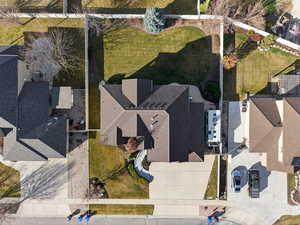 Aerial perspective of suburban area