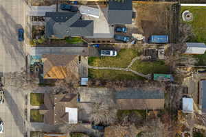 Aerial perspective of suburban area