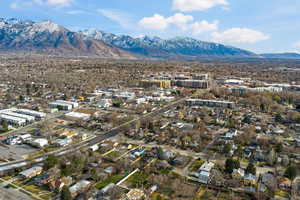 View of urban area with a mountain backdrop