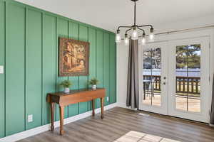 Dining room with door to backyard