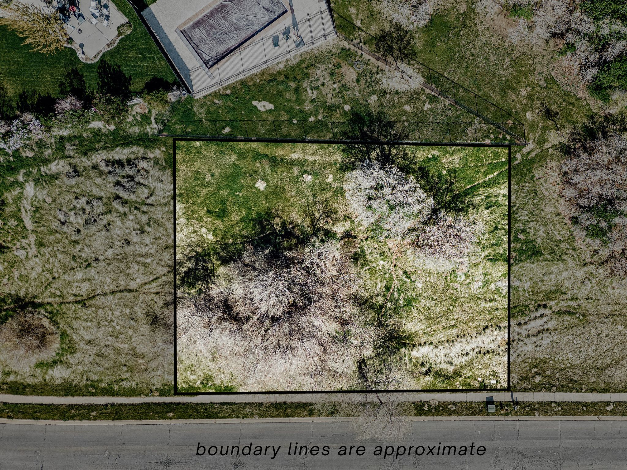 Bird's eye view with lot boundaries