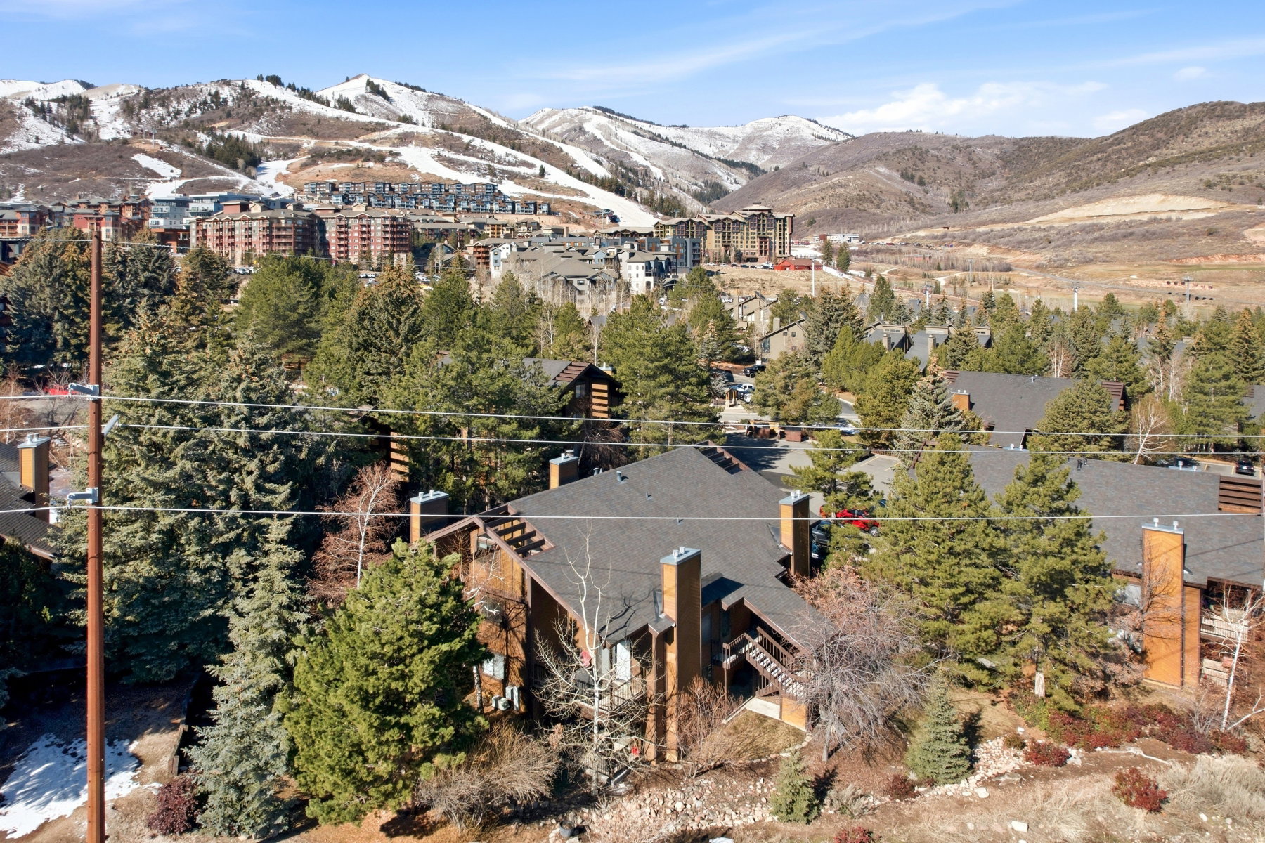 View of mountain background with nearby suburban area