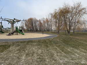 Community play area with a yard