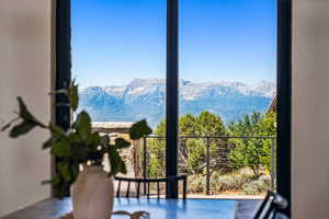Dining area view of a mountain backdrop