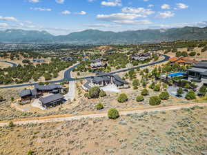 Aerial view of a mountain backdrop