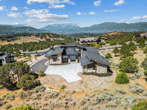 View from above of property featuring mountains