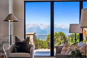 Living area with a mountain view