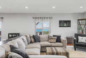 Living room with recessed lighting